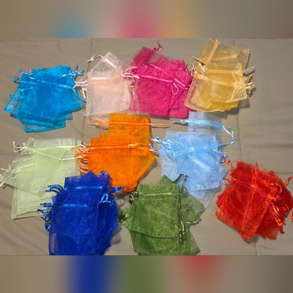 96 Organza Gift Bags Multicolor Drawstring Jewelry Favor Pouches 2.8x3.6